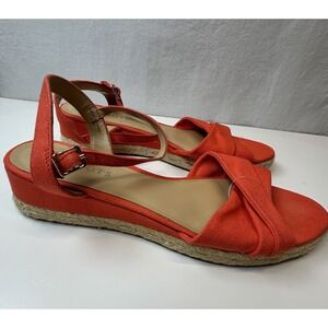 NWOT Talbots Bright Papaya Pamela Twist Summer Shoe/Sandle Style Wedge‎ 8.5